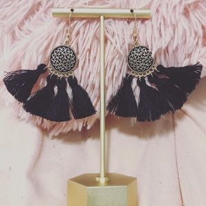 Fabulous Black and gold tassel earrings